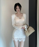 ミニドレス キャバドレス セクシー レース セクシー 指名 気質 Vネック 小顔 谷間見せ XH2-LE-g2227