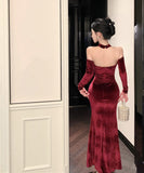 【2色】ロングドレス セクシー エレガント 宴会 ナイトクラブ 気質 XH2-DD7171