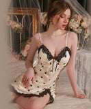 パジャマ エロかわいい ルームウェア パッド付き レース リボン XH7-GR3295