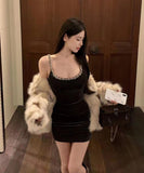 【2色】ミニドレス キャバドレス キラキラ 肌見せ 指名 キャバクラ セクシー XH2-DD7338