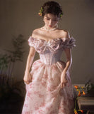 手作り バースデーロングドレス 宴会 パーティー オフショルダー 演奏会 刺繍 高級感 エレガント XH2-MBYD-ltao845146245543