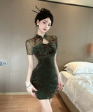 【2色】ミニドレス チャイナドレス セクシー キャバドレス 花柄 着痩せ YH2-DD6587