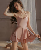 【2点セット】2色勝負下着 セクシーパジャマ ルームウェア チュール バレエ風 谷間見せ 刺繍 XH8-GR4431