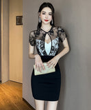 ミニドレス キャバドレス レース 新作 かわいい 谷間魅せ セクシー XH2-YM8802