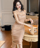 膝丈ドレス キラキラ パーティー 手作り ダイヤモンド Queen セレブ風 XH2-JY11106