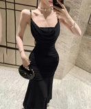 【2色】ロングドレス 肌見せ マーメイド エレガント 気質 宴会 袖付き XH2-ZED885532DXH238B