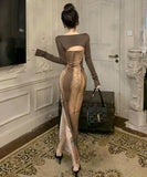 【2点セット】ロングドレス タイトドレス セクシー キャバクラ chic おしゃれ XH2-ZED886068DXH343A