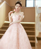 手作り バースデーロングドレス 宴会 パーティー 演奏会 ベアトップ フラワー キラキラ XH2-MBYD-ltao776018509615