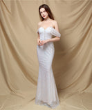 【3色】ロングドレス キラキラ パーティードレス オフショルダー お姫様 誕生日 演奏会 宴会 XH2-YEY18729#