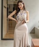 2点セット 膝丈ドレス オフショルダー エレガント 花柄 着痩せ 通勤 おしゃれ YH2-ZED883142A07