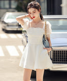 ミニドレス Aライン キャバドレス パフスリーブ レース 大人可愛い XH2-ZED889321GT350