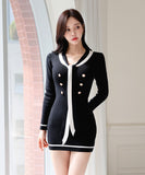 【2色】ミニドレス ニットドレス セクシー エレガント 気質 着痩せ 女子力 XH2-MLS8247