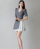 秋新作ミニドレスAラインVネックセクシー韓国っぽ大人可愛いXH2-ZED880984E49