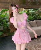 水着ビキニワンピースAライン体型カバー露出控え着痩せ気質フラワーカワセクシー XH7-CF-WX1162