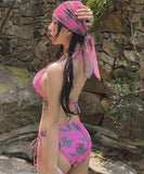 【3点セット】【2色】ビキニ 三角ビキニセクシー 水着 モノキニ ホルターネック INS話題 ビーチ XH7-DP-A33943