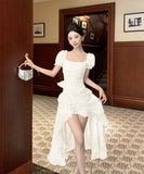 【2色】ミニドレス ロマンチック チュール パフ袖 おしゃれ 可愛い YH2-ZED885395DXH238B