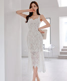 膝丈ドレス 総レース エレガント 気質 セクシー 着痩せ おしゃれ XH2-ZED882737BH506