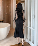 手作り 膝丈ドレス partyドレス チュール キラキラ エレガント 宴会 マーメイドドレス XH2-JY20760