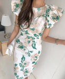 膝丈ドレス セクシー キャバドレス パフスリーブ エレガント XH2-ZED883213E501