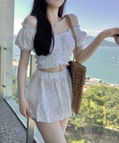 ビキニ 温泉 韓国っぽ 水着 着痩せ セクシー 大人可愛い パフスリーブ おしゃれ ビーチ XH7-BY2917