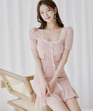 ミニドレス キャバドレス パフスリーブ カワセクシー 気質 フリル エレガント XH2-ZED889671BH538