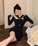 【3色】ミニドレス キャバドレス セクシー 谷間魅せ 指名 ストラップ XH2-ZED885307DXH245