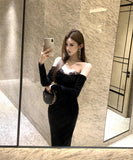 ロングドレス キャバドレス レース ベアトップ セクシー マーメイド 宴会 パーティー XH2-ZED886175DXH343A