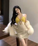 ミニドレス セクシー ホルターネック 谷間見せキャバドレスパーティー 気質 おしゃれ XH2-MXX2030