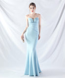 【8色】ロングドレス ナイトドレス ベアトップ セクシー 宴会 演奏会 誕生日 XH2-YEY31887#