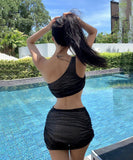 3点式セット ビキニ 水着 ワンーショルダー セクシー ガーリー キラキラ ビーチ 海 温泉 XH7-KSD082