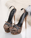 【蛇柄＆ブラック】ハイヒール セクシー 透明 脚長効果 ナイトクラブ XH5‐XL‐MY-166-83