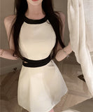 【3色】ミニドレス ウエストカッド カワセクシー Aライン CHIC おしゃれ 着痩せ XH2-LE-d231