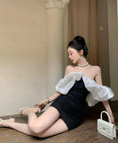 ミニドレス キャバドレス オフショルダー セクシー フリル カワセクシー パーティー キャバクラ XH2-ZED888391DXH238A