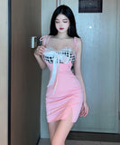 【3色】ミニドレス キャバドレス 乙女心 リボン 大人可愛い XH2-DD4381