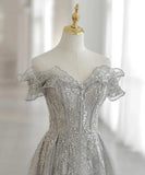 【2色】ロングドレス ナイトドレス 宴会 キラキラ パーティー オフショルダー 演奏会 誕生日 XH2-BYLF1.2