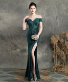 【7色】ロングドレス キラキラ パーティードレス オフショルダー お姫様 誕生日 演奏会 宴会 XH2-YEY16617#