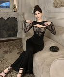 ロングドレス 宴会 レース マーメイド セクシー セレブ風 気質 XH2-ZED885323DXH245