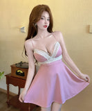 【5色】ミニドレス セクシー Aライン 谷間見せ ナイトクラブ 肌見せ 指名 XH2-DD7400