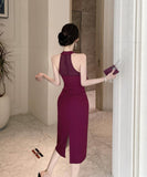 キャバドレス 膝丈ドレス エレガント ホルターネック エレガント 宴会 パーティー XH2-CD7-417-82980680