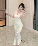 【3色】キャバドレス 膝丈ドレス エレガント レース Vネック マーメイドドレス 宴会 パーティー XH2-CD7-343-91760530