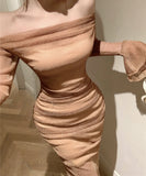 ロングドレス チュール エレガント セレブ風 オフショルダー 気質 宴会 パーティー 高級感 キラキラ XH2-ZED88655DXH346A