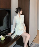 ミニドレス 秋新作 非対称 エレガント 袖付き 気質 同伴 XH2-ZED886017GDB401