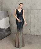 【5色】ロングドレス 高品質 キラキラ ナイトドレス 宴会 マーメイド 演奏会 XH2-YEY18079#