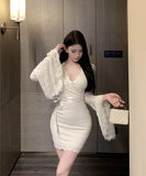 【3色】ミニドレス レース キャバドレス 谷間見せ セクシー 気質 エレガント 指名 XH2-XKD-D529-6573-Oct26