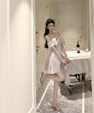 ミニドレスカワセクシーセレブ風オフショルダー高級感リボン誕生日パーティーAラインXH2-CD5-109-80980580