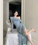 ロングドレス ワンーショルダー フリー カワセクシー スリート 気質 大人可愛い 女子力 XH2-ZED885269DXH238B