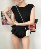 【2色】M-XXL モノキニ 水着 バックレス フリル ワンピース 着痩せ ビキニ海 露出控え カワセクシー ビーチ XH7-PB23