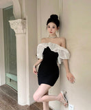 ミニドレス キャバドレス オフショルダー セクシー フリル カワセクシー パーティー キャバクラ XH2-ZED888391DXH238A