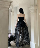 ロングドレス キャバドレス ベアトップ カワセクシー ナイトクラブ 花柄 宴会 おしゃれ XH2-CD3-141-25170620