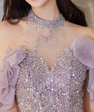 【手作り】ロングドレス キラキラ パーティー 誕生日 演奏会 宴会 マーメイド 高級感 XH2-YFTK7/7